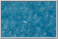B�hm. Glasschliffperle, feuerpol., 4mm, aqua, med., trans., matte, 50 Stk.