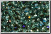 B�hm. Glasschliffperle, feuerpol., 4mm, aqua, trans., half zairit, 50 Stk.