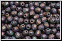 B�hm. Glasschliffperle, feuerpol., 4mm, turquoise, op., vega iris., matte, 50 Stk.