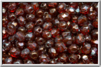 B�hm. Glasschliffperle, feuerpol., 4mm, hyacinth, dk., trans., nebula, 50 Stk.