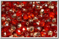 B�hm. Glasschliffperle, feuerpol., 4mm, hyacinth, dk., trans., half capri gold, 50 Stk.