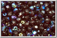 B�hm. Glasschliffperle, feuerpol., 4mm, garnet, trans., AB, 50 Stk.