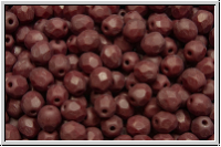 B�hm. Glasschliffperle, feuerpol., 4mm, garnet, lt., op., matte, 50 Stk.