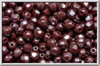 B�hm. Glasschliffperle, feuerpol., 4mm, red, op., vega iris. luster, 50 Stk.