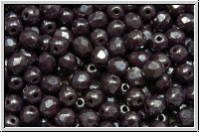 B�hm. Glasschliffperle, feuerpol., 4mm, lavender, dk., op., luster, 50 Stk.
