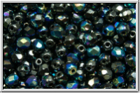 B�hm. Glasschliffperle, feuerpol., 4mm, black, op., AB, luster, 50 Stk.