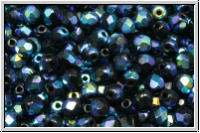 B�hm. Glasschliffperle, feuerpol., 4mm, black, op., full blue star, 50 Stk.