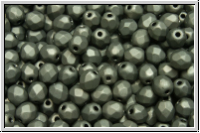 B�hm. Glasschliffperle, feuerpol., 4mm, black, op., full chrome, matte, 50 Stk.