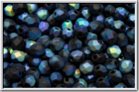 B�hm. Glasschliffperle, feuerpol., 4mm, black, op., full AB, matte, 50 Stk.