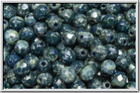 B�hm. Glasschliffperle, feuerpol., 4mm, blue, op., picasso, 50 Stk.