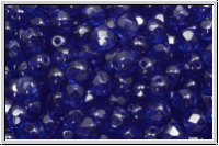 B�hm. Glasschliffperle, feuerpol., 4mm, cobalt, trans., 50 Stk.