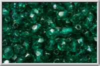 B�hm. Glasschliffperle, feuerpol., 4mm, emerald, trans., 50 Stk.
