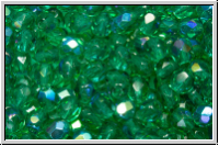B�hm. Glasschliffperle, feuerpol., 4mm, emerald, lt., trans., AB, 50 Stk.