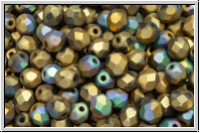 B�hm. Glasschliffperle, feuerpol., 4mm, crystal, trans., glittery amber, matte, 50 Stk.