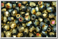 B�hm. Glasschliffperle, feuerpol., 4mm, crystal, trans., california sun, matte, 50 Stk.
