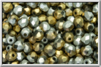 B�hm. Glasschliffperle, feuerpol., 4mm, crystal, trans., california silver, matte, 50 Stk.