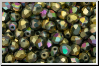 B�hm. Glasschliffperle, feuerpol., 4mm, crystal, trans., california green, matte, 50 Stk.