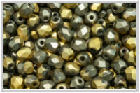 B�hm. Glasschliffperle, feuerpol., 4mm, crystal, trans., california graphite, matte, 50 Stk.