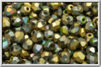 B�hm. Glasschliffperle, feuerpol., 4mm, crystal, trans., california meadows, matte, 50 Stk.