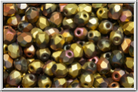 B�hm. Glasschliffperle, feuerpol., 4mm, crystal, trans., california pink, matte, 50 Stk.