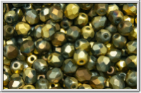 B�hm. Glasschliffperle, feuerpol., 4mm, crystal, trans., california nights, matte, 50 Stk.