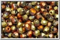 B�hm. Glasschliffperle, feuerpol., 4mm, crystal, trans., california gold rush, matte, 50 Stk.