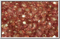 B�hm. Glasschliffperle, feuerpol., 4mm, crystal, trans., rose gold luster, 50 Stk.