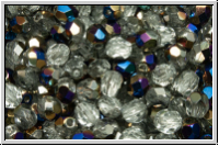 B�hm. Glasschliffperle, feuerpol., 4mm, crystal, trans., half earth met., 50 Stk.