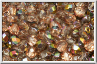 B�hm. Glasschliffperle, feuerpol., 4mm, crystal, trans., half rose gold, 50 Stk.