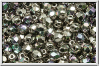 B�hm. Glasschliffperle, feuerpol., 4mm, crystal, trans., full nickel plated, AB, 50 Stk.