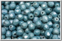 B�hm. Glasschliffperle, feuerpol., 4mm, white, op., blue/grey marbled, matte, 50 Stk.