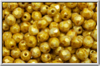 B�hm. Glasschliffperle, feuerpol., 4mm, white, op., golden mineralic, 50 Stk.