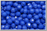 B�hm. Glasschliffperle, feuerpol., 4mm, white, op., blue coated, 50 Stk.