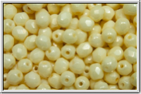 B�hm. Glasschliffperle, feuerpol., 4mm, white, op., yellow luster, 50 Stk.