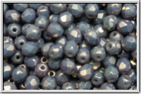 B�hm. Glasschliffperle, feuerpol., 4mm, white, op., golden lavender luster, 50 Stk.