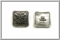 Knopf "Deko-Quadrat", 13mm, antiksilberfb., Zink, 1 Stk.