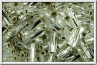 MTWB-2-0001, MIYUKI Twisted Bugles, Nr. 2 (6mm), crystal, trans., silver-ld., 10g