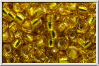 RR-08-0006, MIYUKI Rocailles, 08/0, yellow, trans., silver-ld., 10g