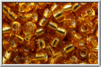 RR-08-0004, MIYUKI Rocailles, 08/0, gold, dk., trans., silver-ld., 10g