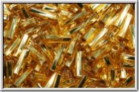 MTWB-2-0003, MIYUKI Twisted Bugles, Nr. 2 (6mm), gold, trans., silver-ld., 10g