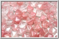 b�hm. Glasperle, Bicone, 6mm, crystal, trans., rose ombriert, 30 Stk.