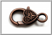 Karabiner "DoubleHeart", 26x13mm, antikkupferfb., Metall, 1 Stk.