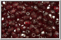 B�hm. Glasschliffperle, feuerpol., 4mm, garnet, trans., 50 Stk.