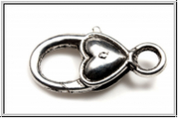 Karabiner "Heart", 27x13mm, silberfb., Tibetsilber, 1 Stk.
