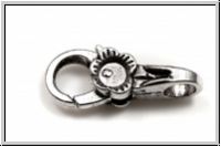 Karabiner "Blume", 25x11mm, silberfb., Messing, 1 Stk.