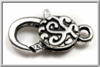Karabiner "Clematis", 30x13mm, silberfb., Messing, 1 Stk.