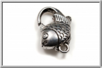Karabiner "Happy Fish", 18x16mm, silberfb., Messing, 1 Stk.