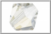 Preciosa� Bicone, 4mm, crystal, trans., argent flare, half, 50 Stk.