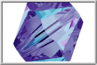 Preciosa� Bicone, 4mm, crystal, trans., heliotrope, half, 50 Stk.