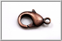 Karabiner "glatt", 19x10mm, antikrotkupferfb., Messing, 1 Stk.